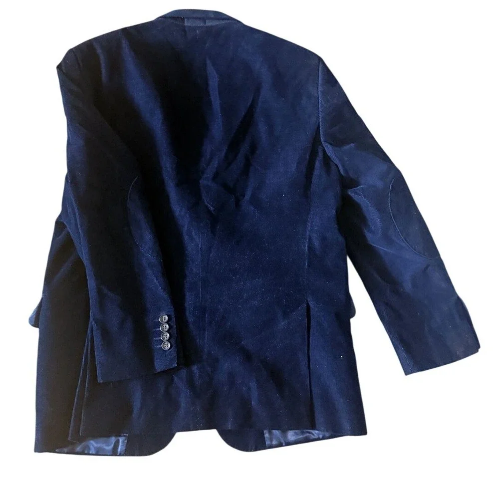 Stafford Navy Corduroy Sport Coat Blazer Classic Fit Elbow Patches 46in Classic